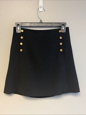 Vero Moda Black A-Line Mini Skirt Gold Button Detail Women's Size S